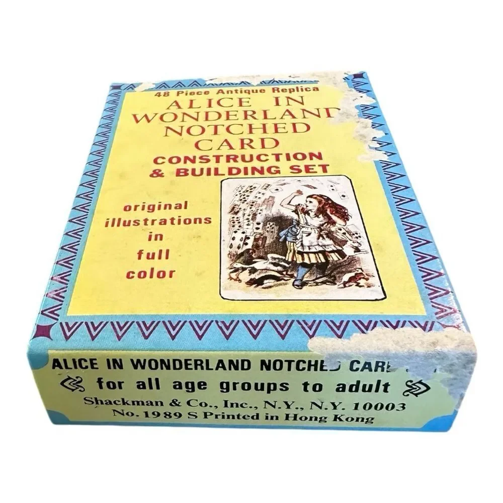 1989 ALICE IN WONDERLAND NOTCHED CARD Construction Set Build A House of Cards!